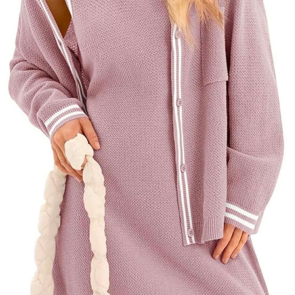 Lilac Knit Cardigan and Dress Set